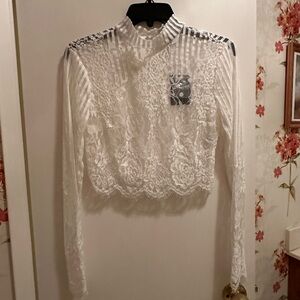 White lace crop top. NWT